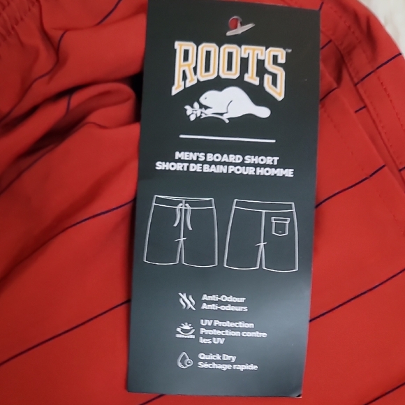 Roots ,Men, Red and Black Striped Swim Shorts, Trunks - Picture 5 of 8